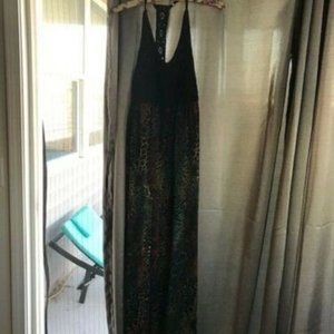 AMERICAN RAG CIE Animal Print Maxi Dress Hippie Racer Back M